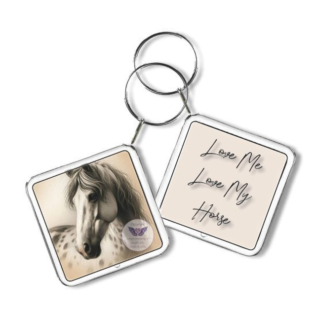 Artistic horse print Square Keyring (H08)