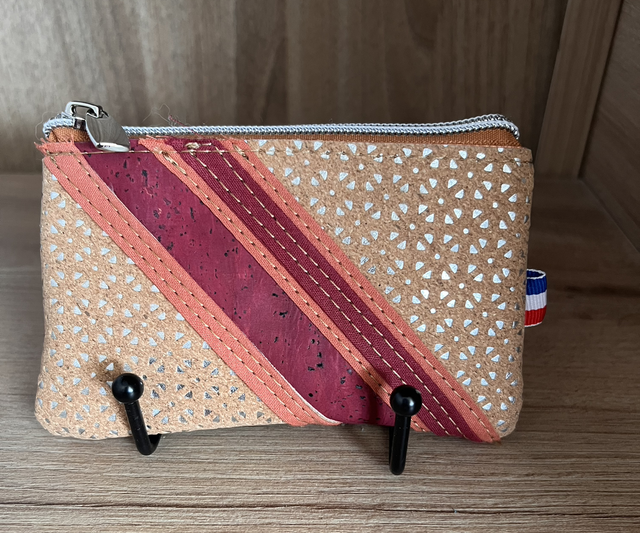 Porte monnaie bordeaux « dentelle métallique » 