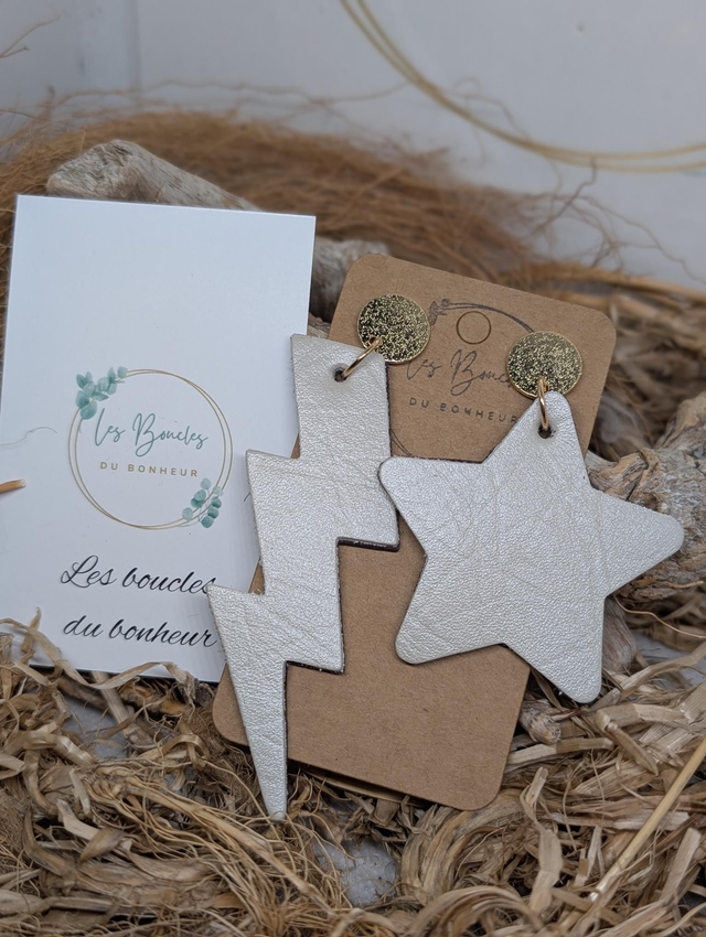 Boucles d&#039;oreilles Asymétrique beige nacre as027