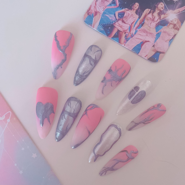 Set de Press-on Nails "Blackpink in your area" 🖤💖