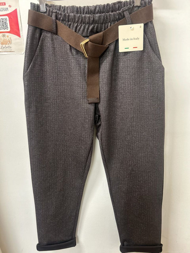 Pantalon Kera choco brillant argenté