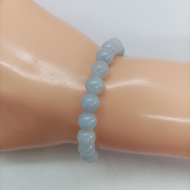 Aigue Marine / Bracelet Boules de 6 mm / Rondes et Polies en Pierres Naturelles