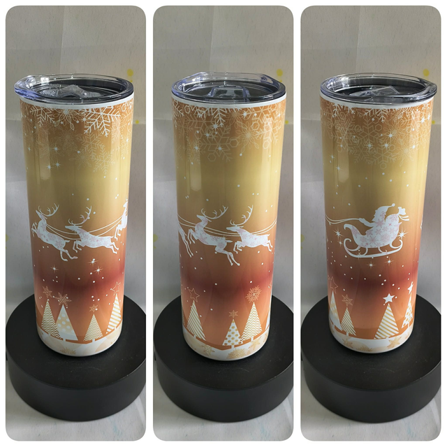 Noël tumbler thermos traineau