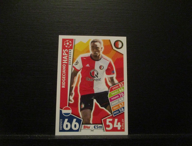 Ridgeciano Haps - UEFA Champions League Match Attax 2017/18 Original Trading Card #345