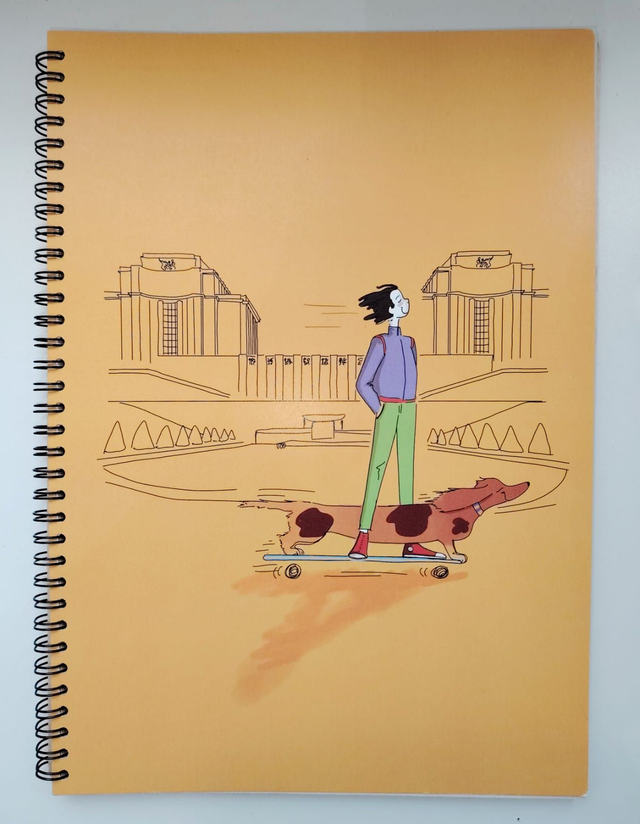 Carnet A4 de la marque Pepeuf portant une illustration faite par Moiselle Isaure appelée "Skate"