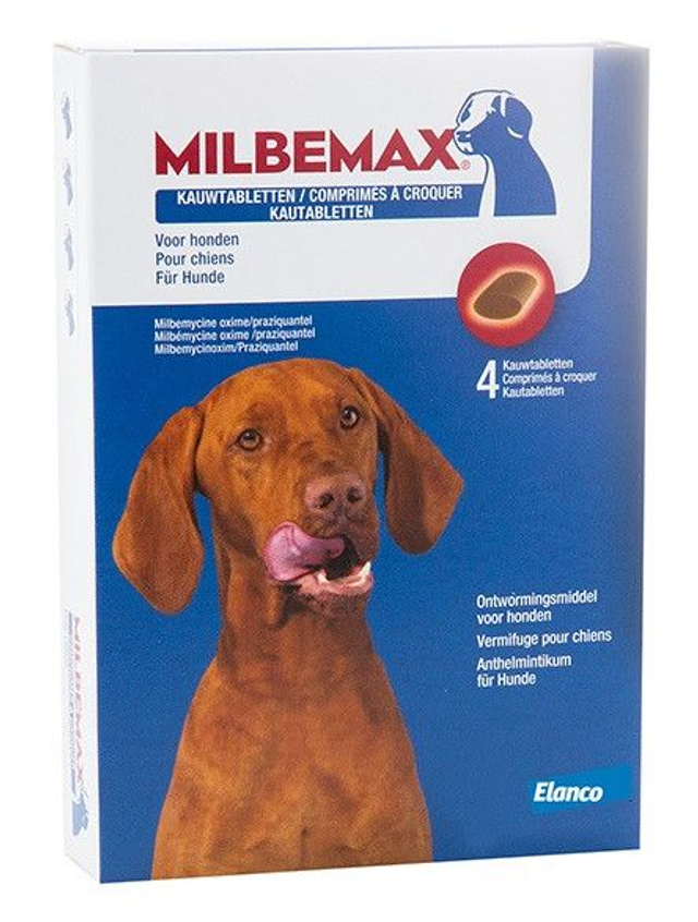 Milbemax Kauwtabletten Hond Groot Chewy 5-75kg 4 tabl.