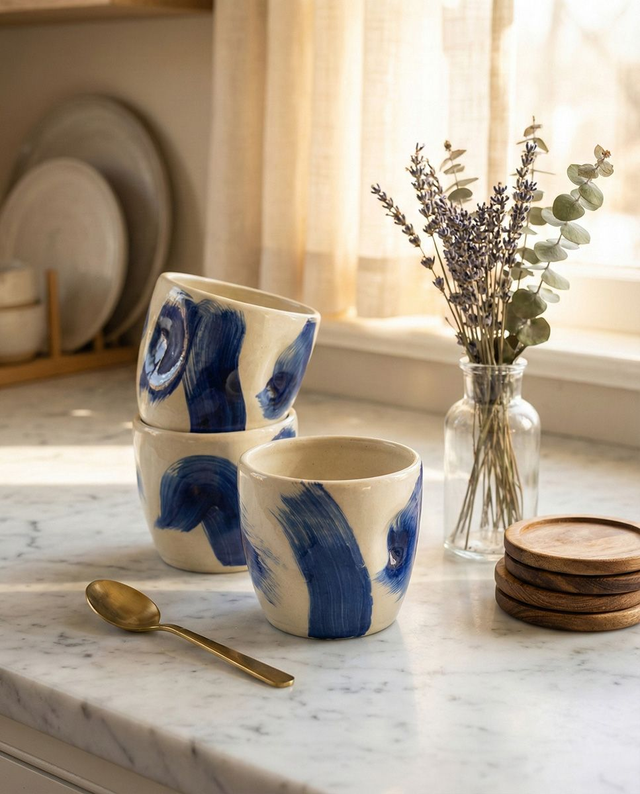 Blue Brushstrokes Dimpled Tumbler