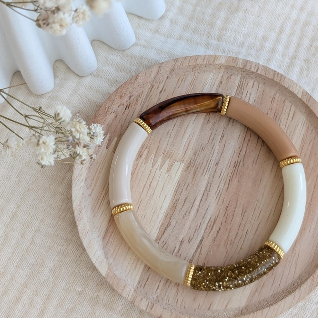 Bracelet Lison nude marron glitter