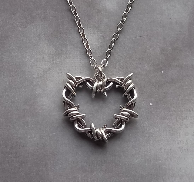 Barb Wire Heart Necklace 