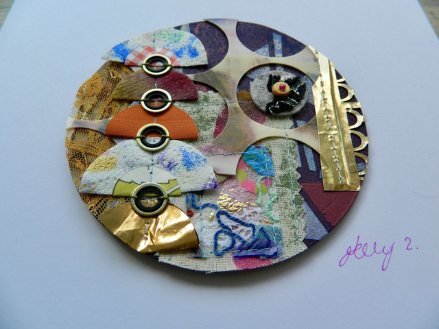 Square Paper + Stitch Collage - Multi/Gold