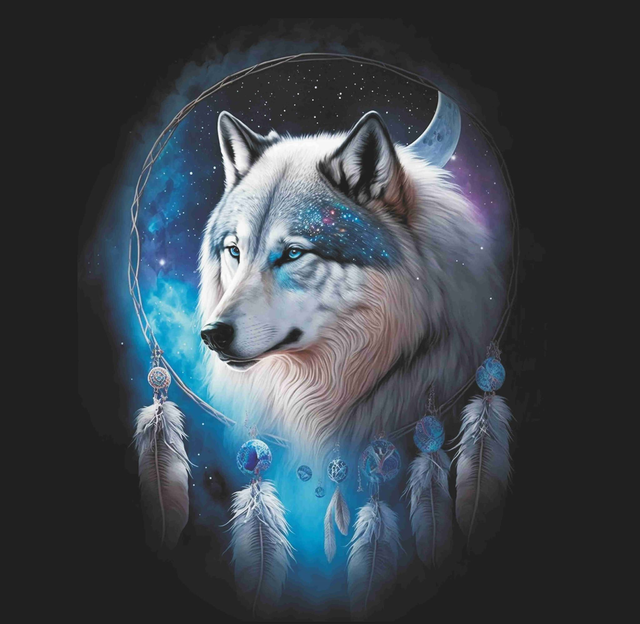 Panneau Loup en Velours - 40x40cm