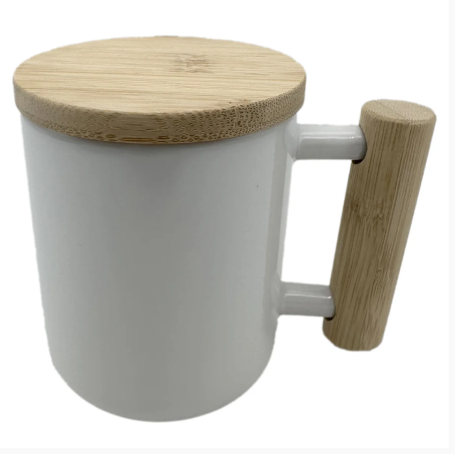 Caneca wood com tampa e alça de bambu 325ml