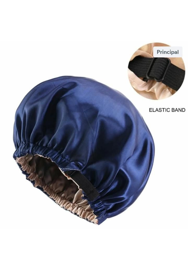Bonnet rond ajustable satin Bleu