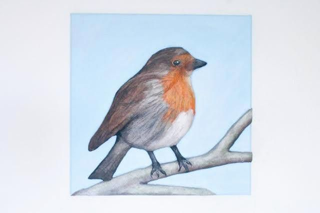 'Robin' Original 3D Acrylic Painting by Artist Purple Faye.