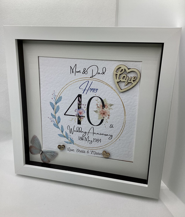 Handmade, personalised Anniversary frame.
