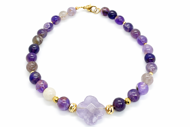 Bracelet « trèfle » Améthyste fantôme 6 mm