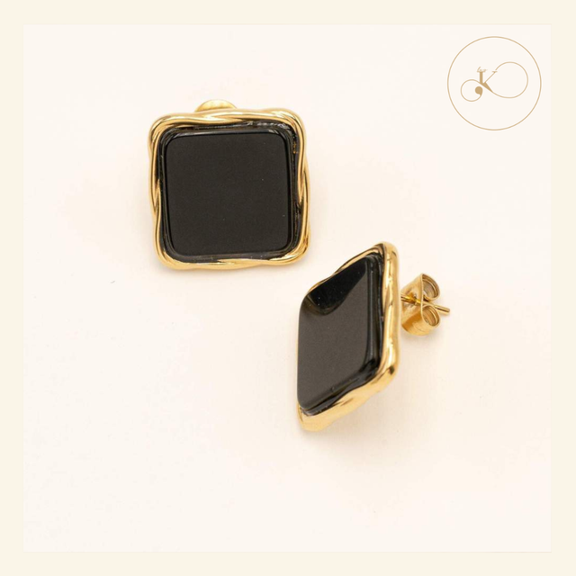 Boucles d'oreilles carrées en acier doré