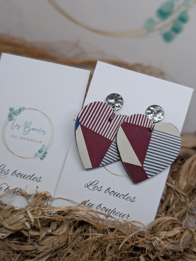 Boucles d&#039;oreilles Coeur ❤️ aubergine nc003