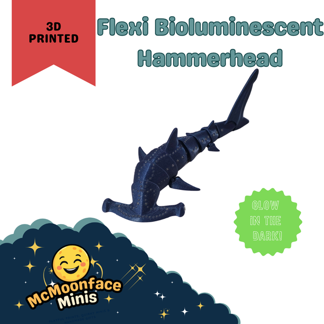 Flexi Glow in the Dark Hammerhead Shark | Articulated Ocean Fidget Toy