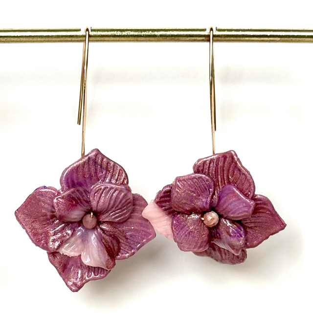 Boucles « Hortensias parme »