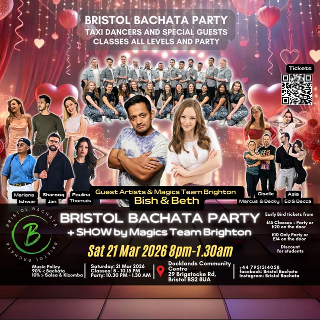 💚Sat 21 Mar - Bristol Bachata Party⭐️ Classes &amp; Party Pass