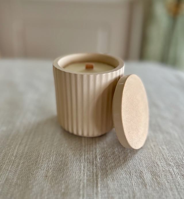 Jesmonite Ribbed Candle Jars (in a range of colours)