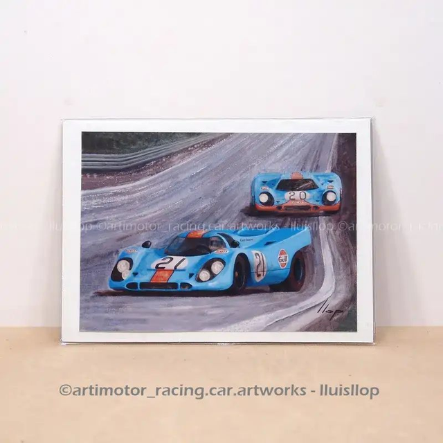 Artimotor prints - lito 13x18 / lito paspartú A4 1970 Gulf Porsche 917 (Le Mans)
