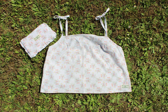 Top beige fleurs rose et violette - Taille 1 &amp; 2