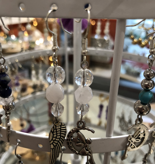 Boucles d’oreilles en cristal de roche quartz rose 