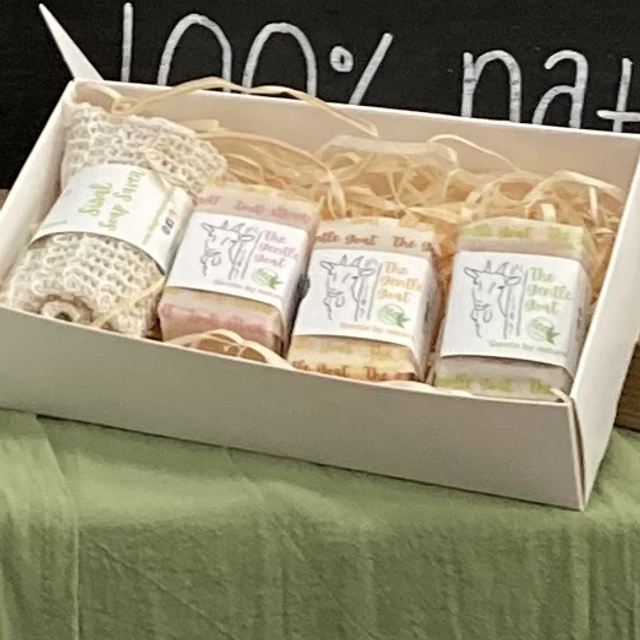 3 Demi bars and sisal soap saver bag gift set