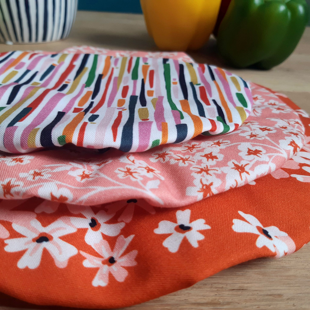 Lot de 3 charlottes à plats - Fleurs orangées