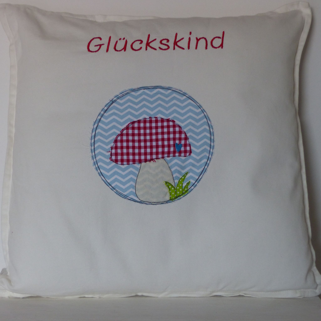Kissenhülle weiß „Glückskind“