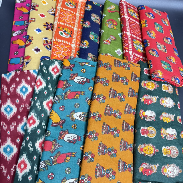 Kalamkari blouse pieces mixed colour 