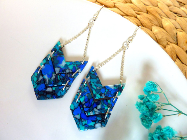 Boucles d'oreilles chevrons - Un été en mer