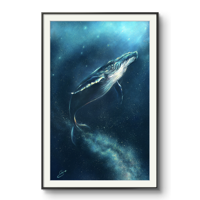 Tirage D’art baleine « mère des étoiles »
