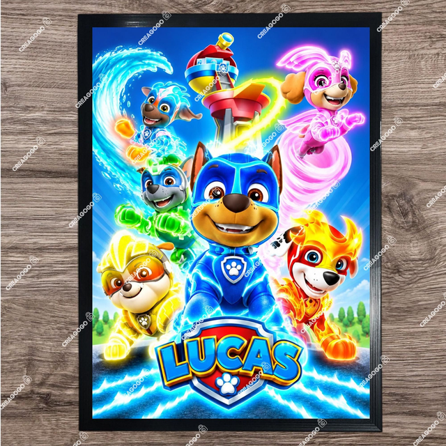 Affiche Poster Pat Patrouille Chase Ryder personnalisé avec Prénom - Cadeau unique pour fan de Paw Patrol format A4 21X29,7cm