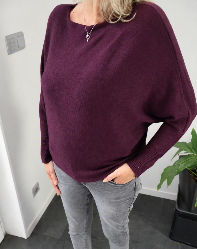 Pull chauve souris prune 