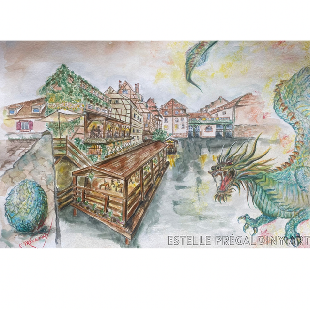 « Dragon Egg » La Petite France Strasbourg, aquarelle