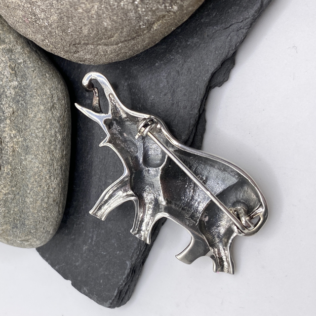 REFURBISHED Sterling Silver Elephant Brooch Birmingham Hallmark