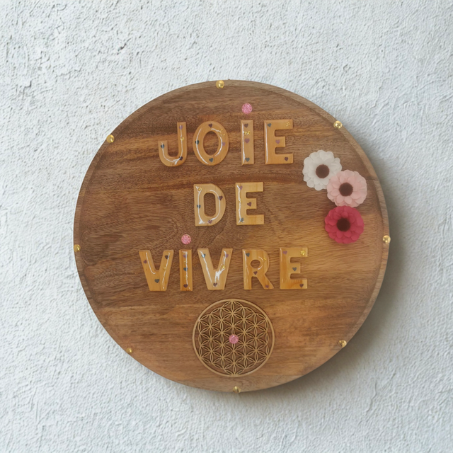 Décoration murale en bois &quot;Joie de vivre&quot; - 37 cm diamètre