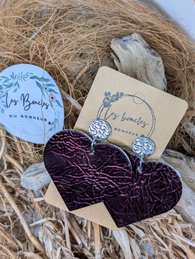 Boucles d&#039;oreilles Coeur ❤️ violine c1014