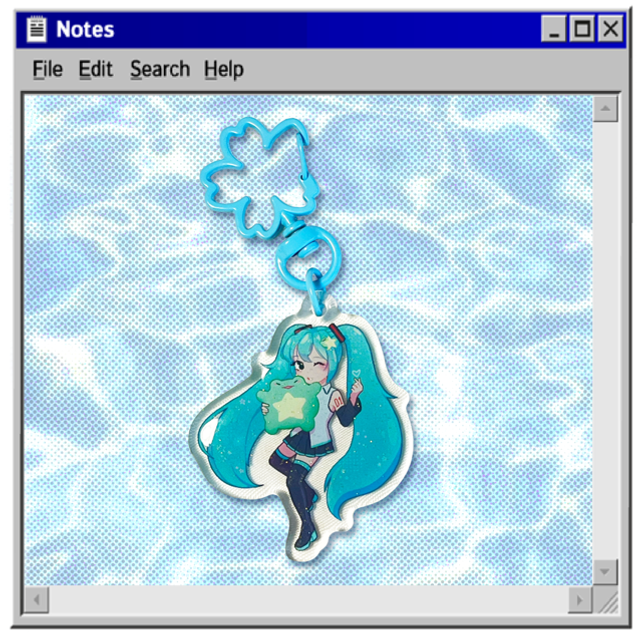glittery acrylic keychain - Miku and Starbean !