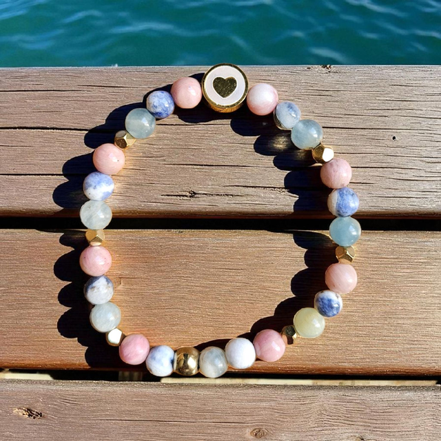 Bracelet Femme "Expression des émotions" : Calcite Bleue, Rhodonite &amp; Sodalite