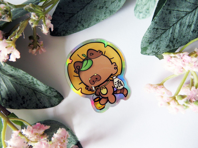 Tanuki Holographic Sticker