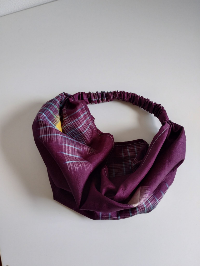 Japanese Kimono Silk Headband, Violet Color, Geometric Pattern headband, Hair accessary, Gift for her, Hair band
