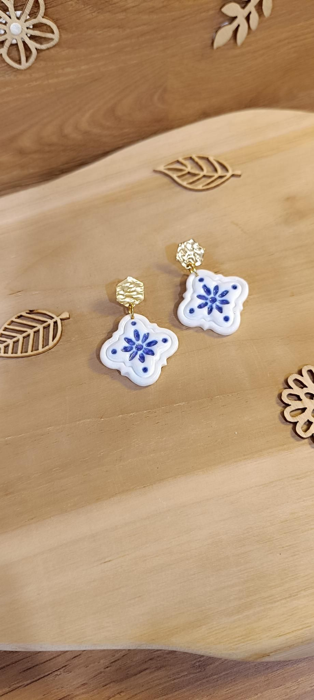 Boucles d'oreilles - Carreaux blanc