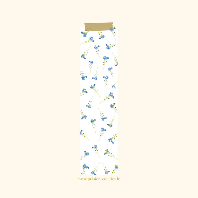 Marque-page aquarelle - Myosotis -
