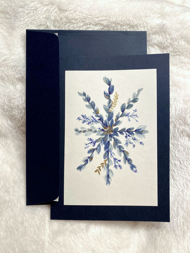 Doppelkarte - Eisblume gold