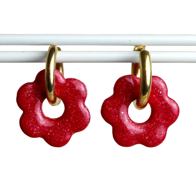 Fleurs Tala rouge paillettes 