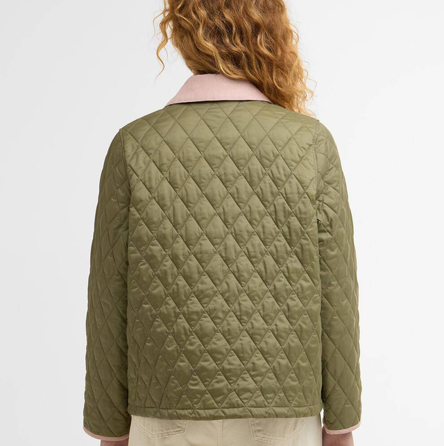 Barbour Icons Cropped Liddesdale Quilted Jacket Olive Gardenia